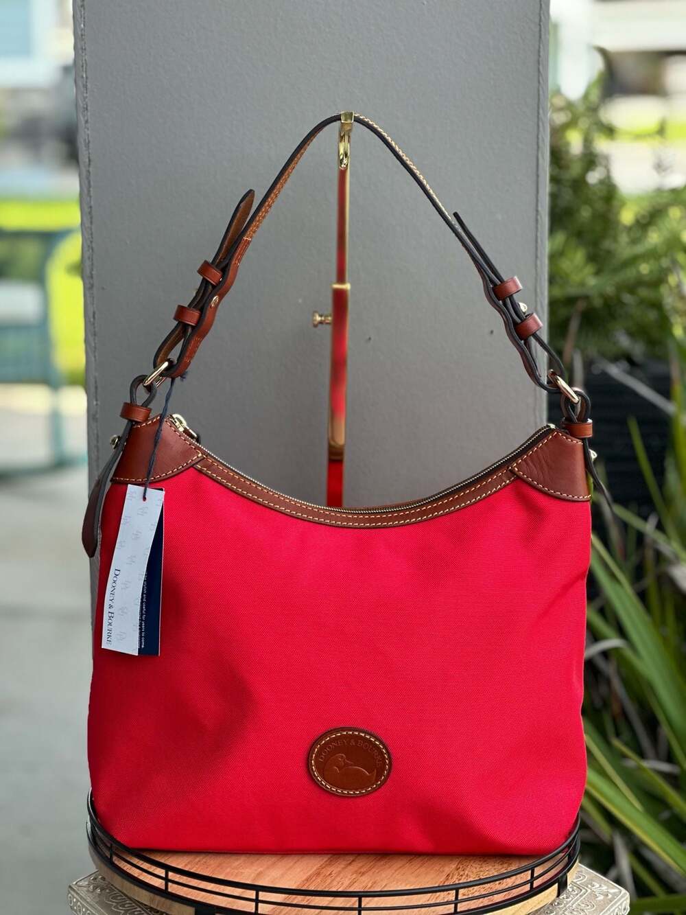 Dooney & Bourke Nylon Large Erica Hobo Shoulder Bag in Red